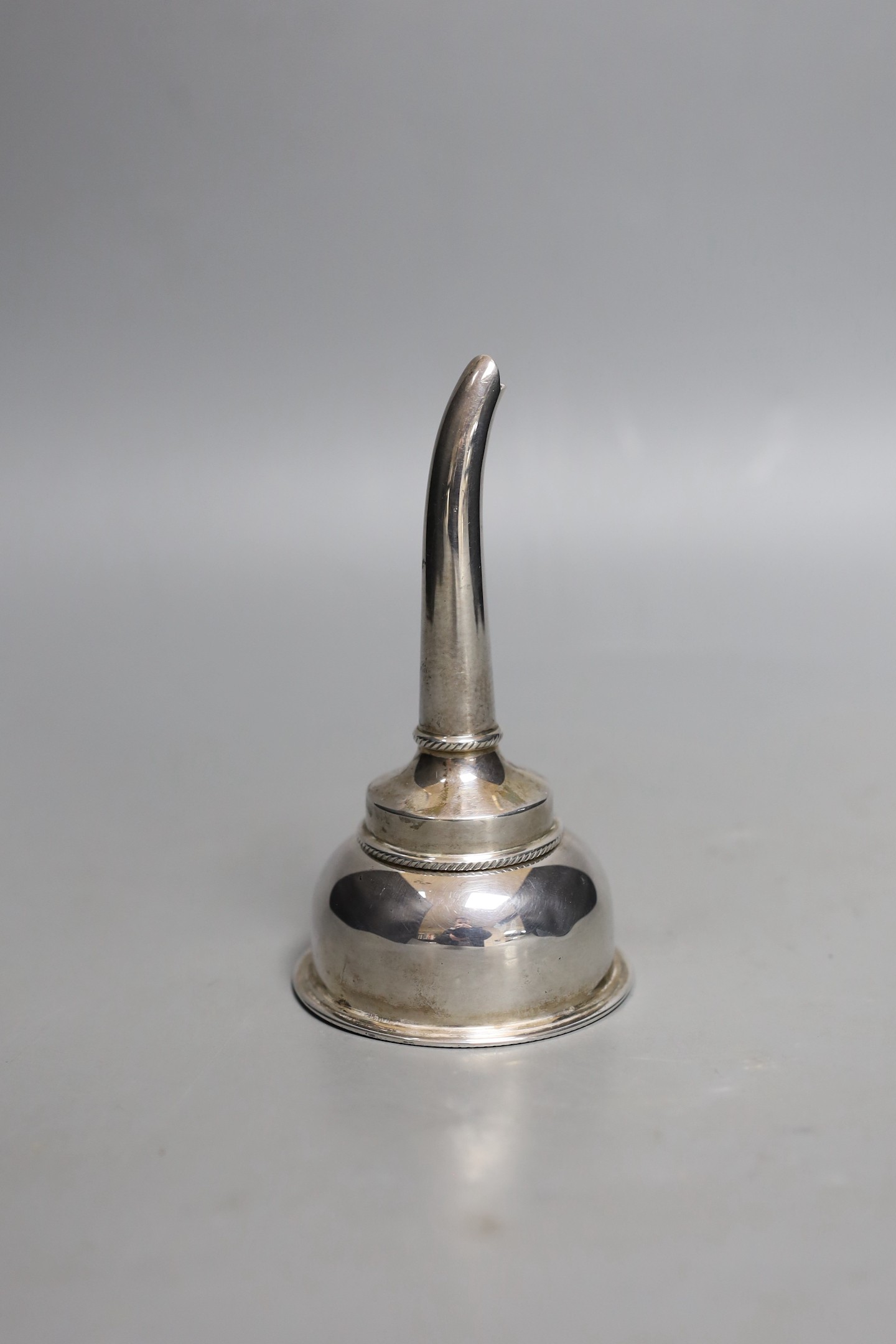 An Elizabeth II silver wine funnel, by L.J. Millington, Birmingham, 1995, 13cm.